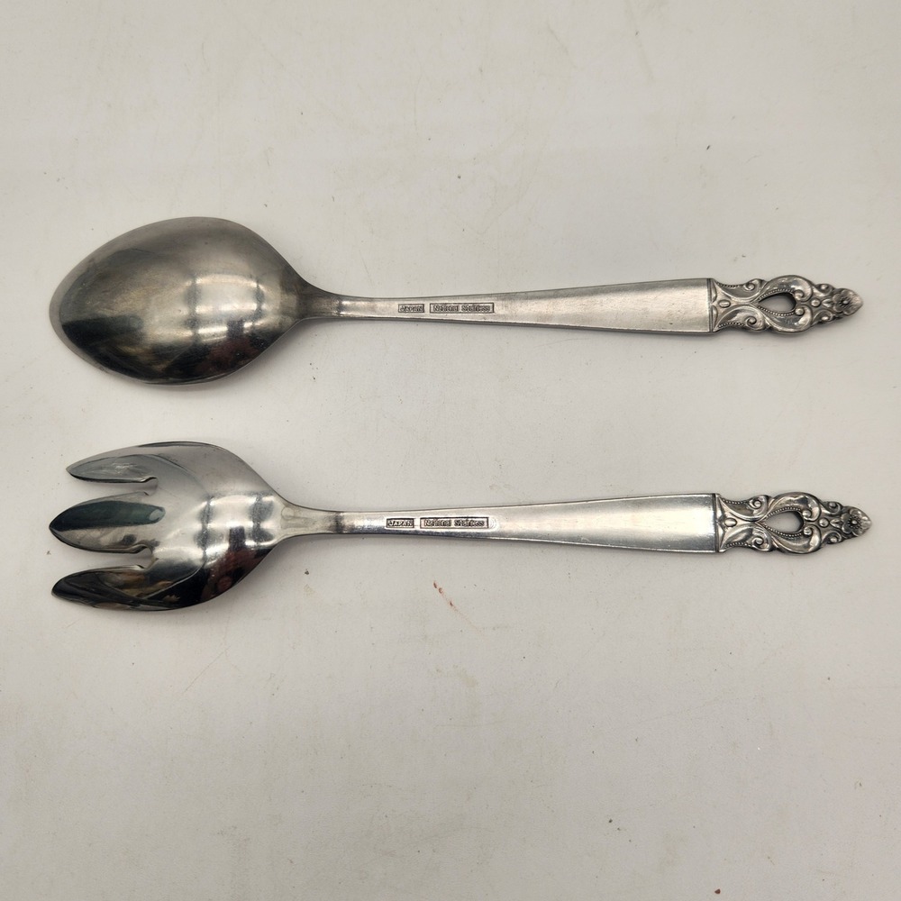 National Stainless Olof 2 Piece Salad Serving Set Spoon Fork Japan Vintage MCM - Picture 5 of 5